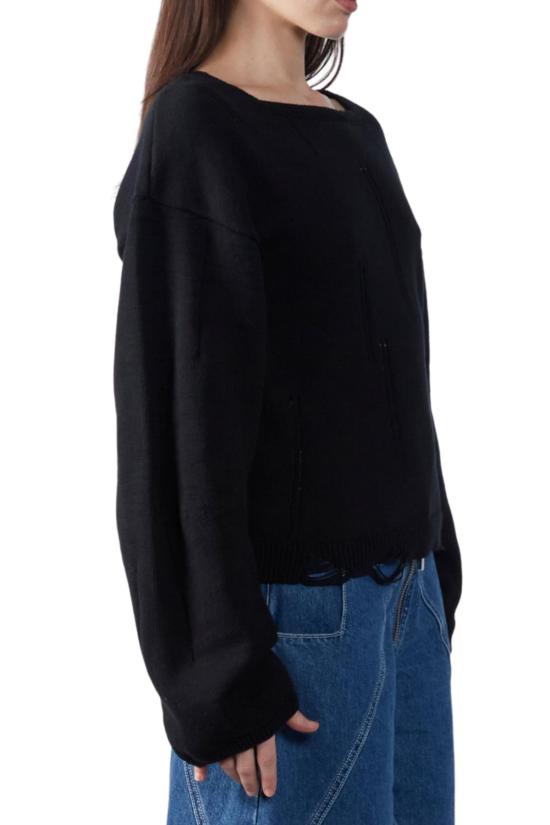  FANG NYC 긴팔 티셔츠 팡 NYC 기하학적 패턴 빈티지 긴팔 상의 블랙 - OTHER BRANDS