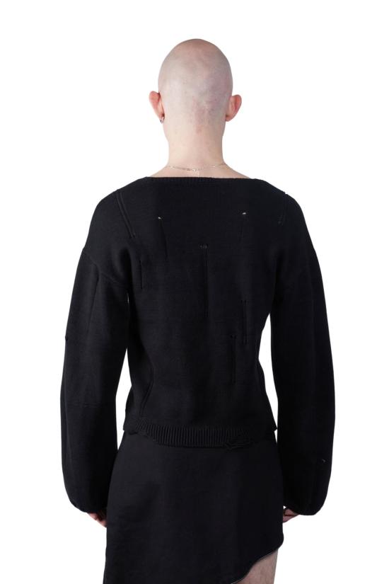  팡 뉴욕 긴팔 티셔츠 팡 NYC 기하학적 패턴 빈티지 긴팔 상의 블랙 - FANG NYC