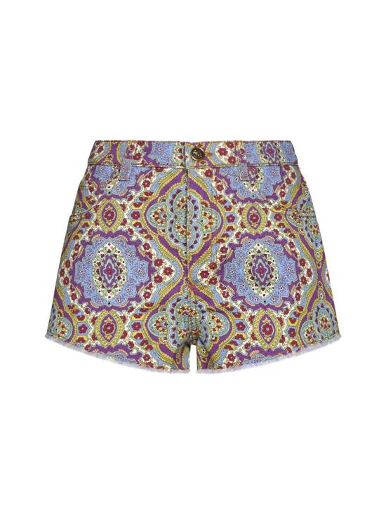  에트로 데님 숏팬츠 메달리온 프린트 멀티 컬러 데님 반바지