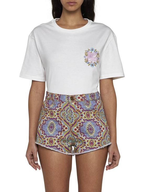  에트로 데님 숏팬츠 메달리온 프린트 멀티 컬러 데님 반바지 - ETRO
