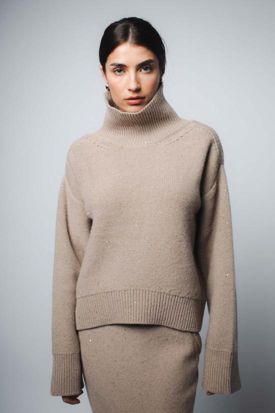  산티클레르 터틀넥 산티클러 시오 스팽글 캐시미어  스웨터 폰 스파클