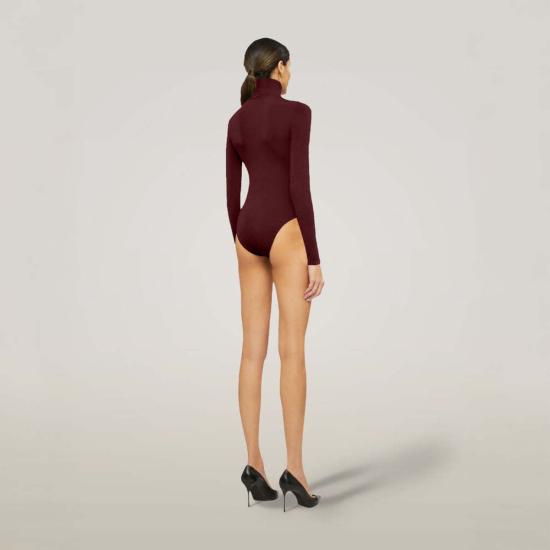  월포드 바디수트 티셔츠 울포드 콜로라도 보디수트 미드나잇 레드 - WOLFORD