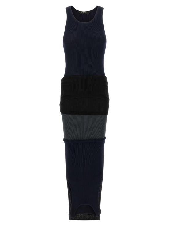  발렌시아가 롱 원피스 업사이드 다운 드레스 블랙