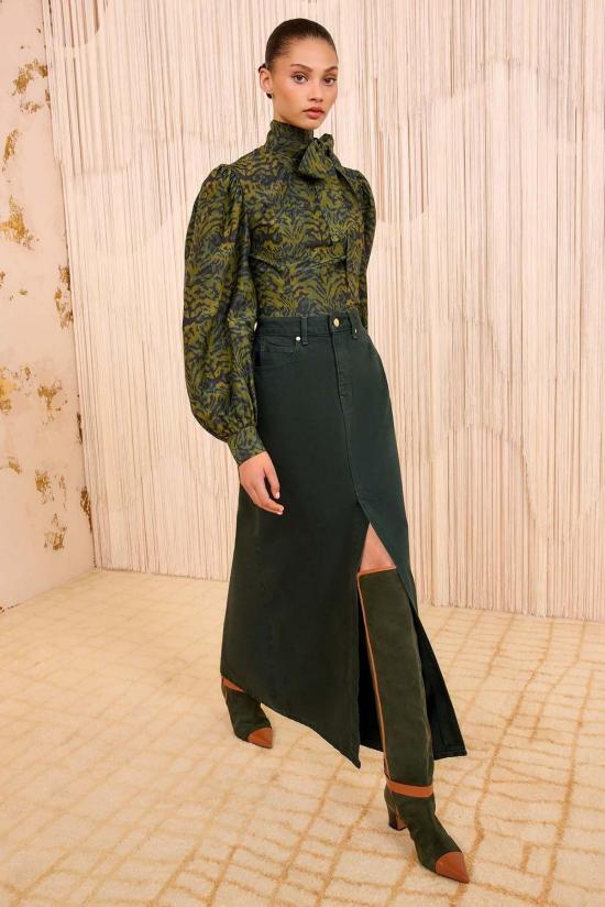  울라 존슨 데님 스커트 아나이스 데님 미드라이즈 맥시 스커트 헌터