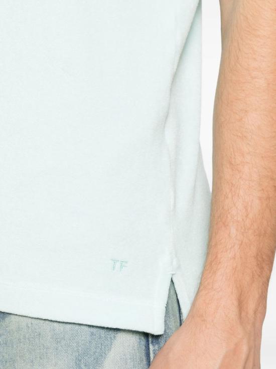  톰포드 폴로 티셔츠 톰 포드 코튼 폴로 셔츠 클리어 블루 - TOMFORD