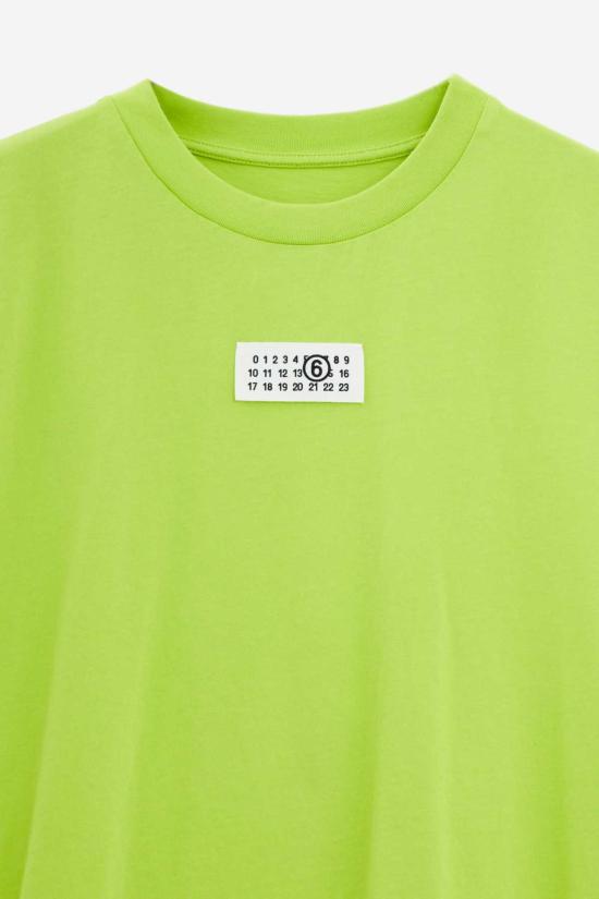  MM6 메종마르지엘라 반팔 티셔츠 Mm6 메종 마르지엘라 크루넥 티셔츠 라임색 - MM6 MAISON MARGIELA