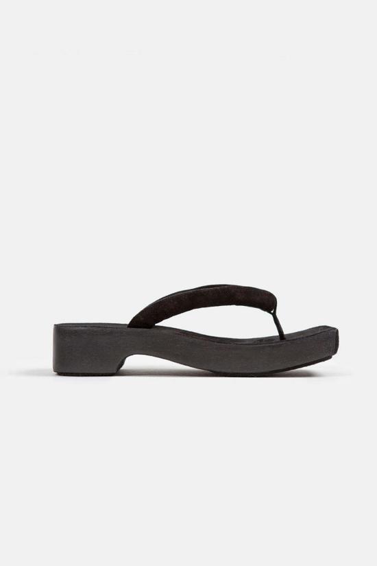  로렌 마누지안 뮬/슬리퍼 Lauren Manoogian 스웨이드 조리 클로그 블랙