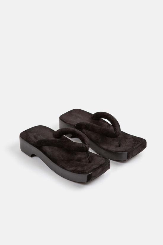  로렌 마누지안 뮬/슬리퍼 Lauren Manoogian 스웨이드 조리 클로그 블랙 - LAUREN MANOOGIAN