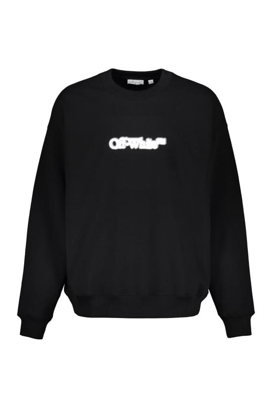  오프화이트 긴팔 티셔츠 오프 화이트 엘레강트 미니멀리스트 스웨트셔츠 (화이트 로고, 블랙)
