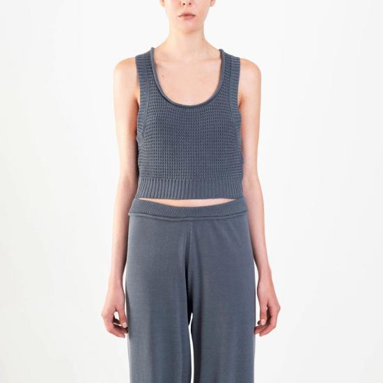  알리지 민소매 티셔츠 알리시 코튼 니트 탱크탑 스모크 - ALYSI