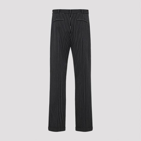  톰포드 팬츠 톰 포드 스트라이프 울 치노  블랙/에크루 - TOMFORD