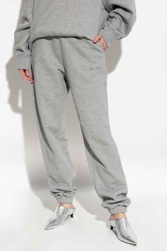  디 아티코 스트레이트 팬츠 아티코 로고 스웨트팬츠 라이트 그레이 - THE ATTICO