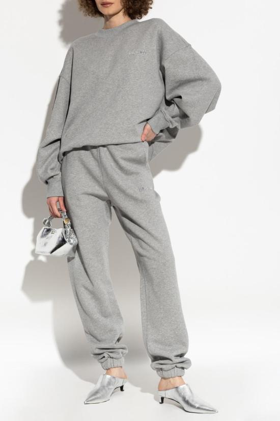  디 아티코 스트레이트 팬츠 아티코 로고 스웨트팬츠 라이트 그레이 - THE ATTICO