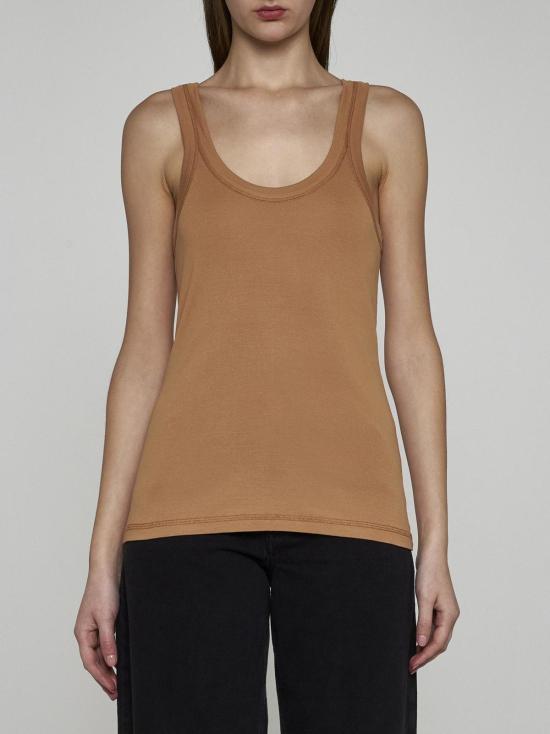  르메르 민소매 티셔츠 코튼 탱크탑 번트 샌드 - LEMAIRE