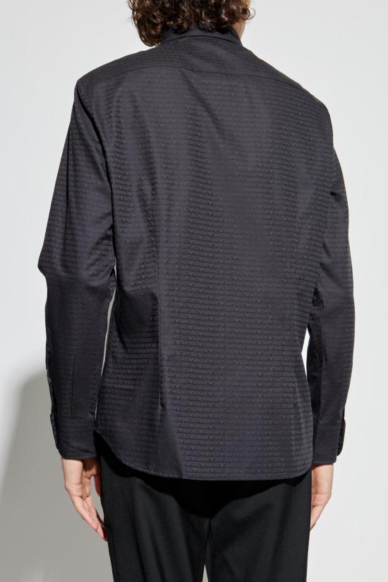  엠포리오 아르마니 긴팔 셔츠 모노그램  블랙 - EMPORIO ARMANI