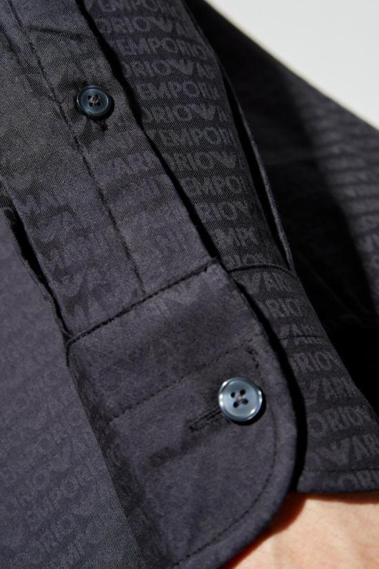  엠포리오 아르마니 긴팔 셔츠 모노그램  블랙 - EMPORIO ARMANI