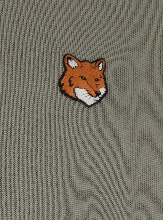  메종키츠네 스웨터 메종 키츠네 여우 패치 크루넥  (그린) - MAISON KITSUNE