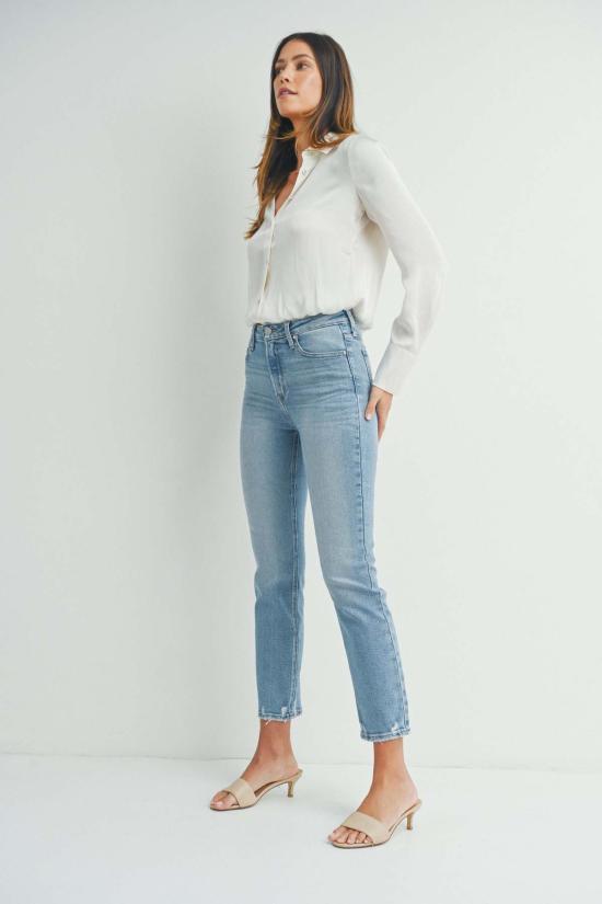  저스트 블랙 데님 데님 팬츠 더 룰러 스트레이트 진 옵틱 화이트 - JUST BLACK DENIM