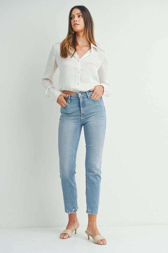  저스트 블랙 데님 데님 팬츠 더 룰러 스트레이트 진 옵틱 화이트 - JUST BLACK DENIM