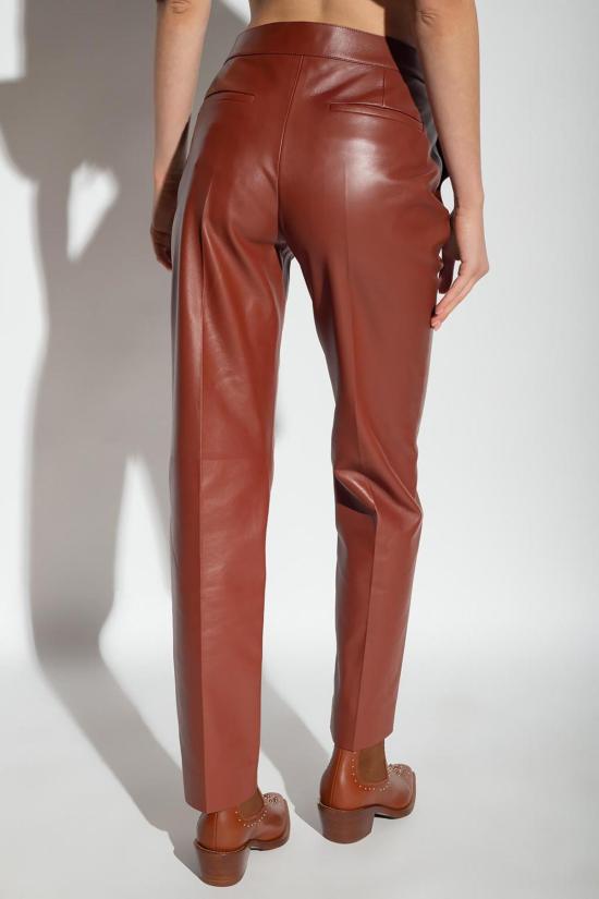  끌로에 스트레이트 팬츠 브라운 가죽 팬츠 - CHLOE