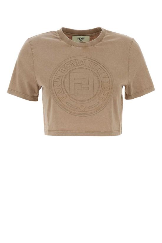  펜디 반팔 티셔츠 카푸치노 코튼 티셔츠 토피