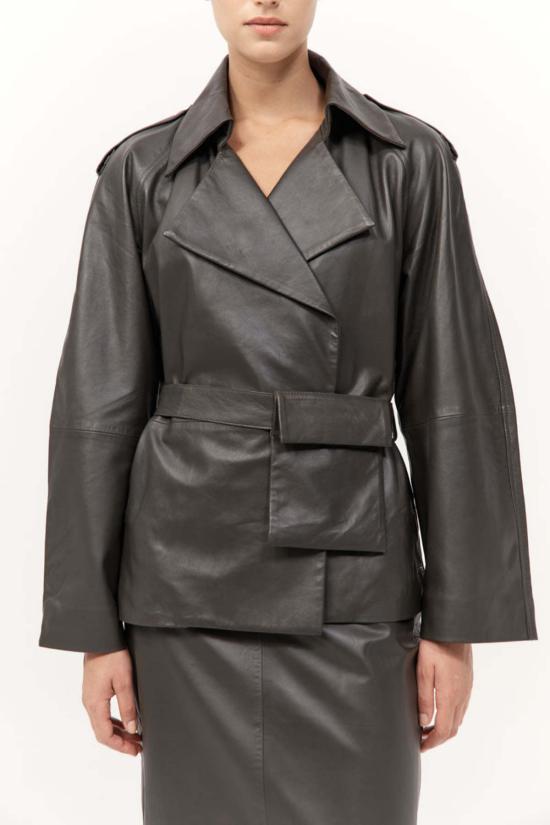  세인트아그니 미디 스커트 세인트 아그니 가죽 펜슬 스커트 - ST.AGNI