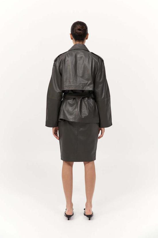  세인트아그니 미디 스커트 세인트 아그니 가죽 펜슬 스커트 - ST.AGNI