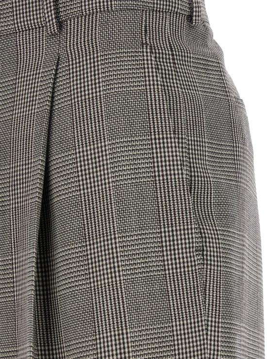  생로랑 스트레이트 팬츠 생 로랑 그레이 하이웨이스트 팬츠, 프린스 오브 웨일스 패턴 전체 프린트, 울 소재 - SAINT LAURENT