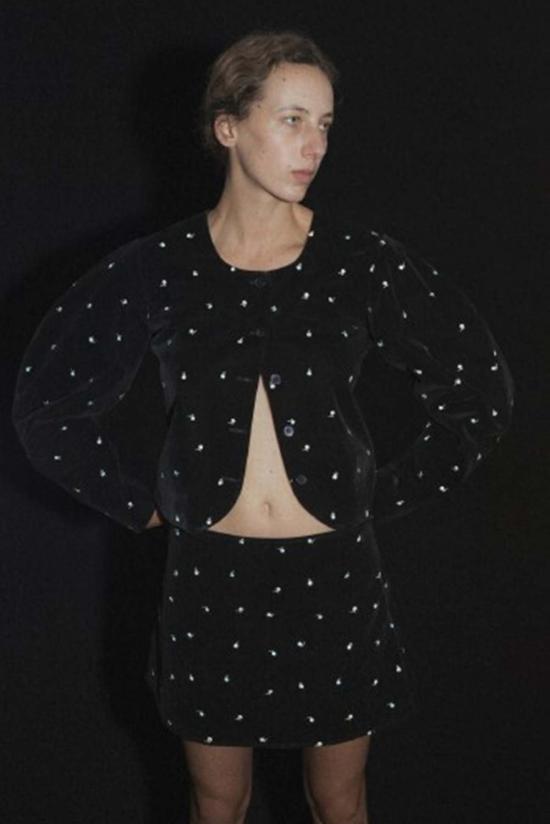  Marlies Grace 블라우스 말리스 그레이스 재키 탑 블랙 벨벳 자수 - OTHER BRANDS