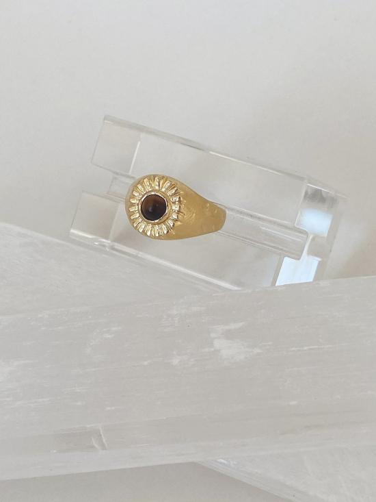  머큐리얼 스튜디오 반지 타이거즈 아이 빔 링 14K 골드 도금 - MERCURIAL STUDIO