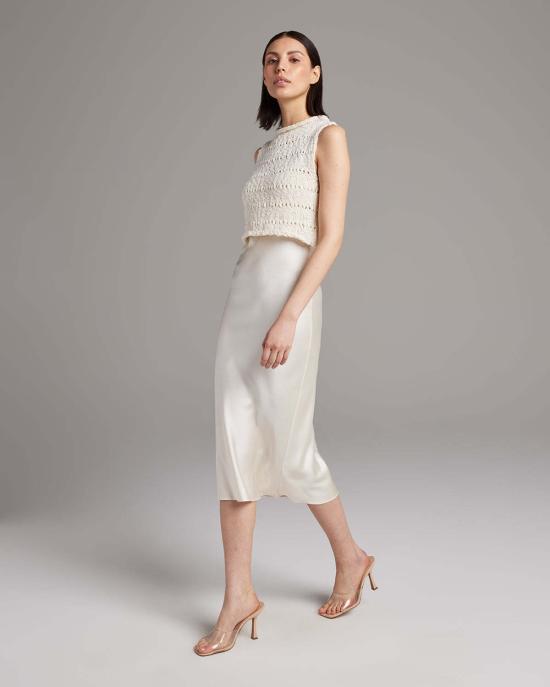  보즈 민소매 티셔츠 플람 니트 크롭탑 - VOZ