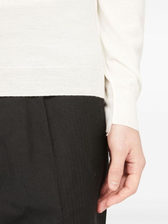  마르지엘라 스웨터 메종  골지 트리밍 무지 긴팔  화이트 - MAISON MARGIELA