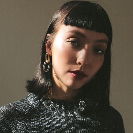  제인 다렌스부르그 이어링 제인 다렌스버그 타원형 스털링 실버 & 유리 링크 귀걸이 - JANE DARENSBOURG