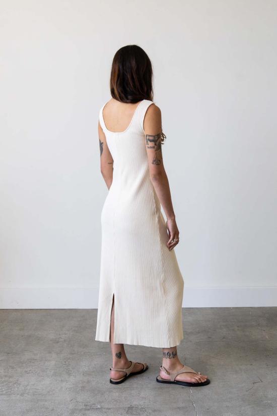  왈츠 롱 원피스 골지 니트 U넥 드레스 - WALTZ