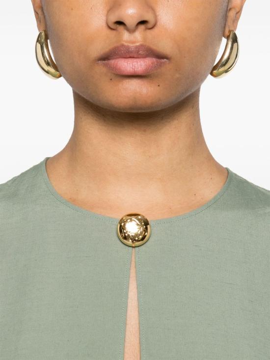  로에베 숏 원피스 페블 린넨 블렌드 숏 드레스 그린 - LOEWE