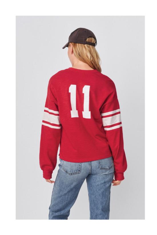  썬드라이 긴팔 티셔츠 다드리 헤비 럭비 저지 헨리 탑 빈티지 레드 - SUNDRY