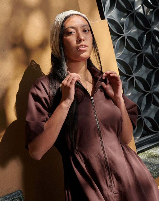  노블 숏 원피스 고급 실용 드레스 초콜릿 - NOBLE