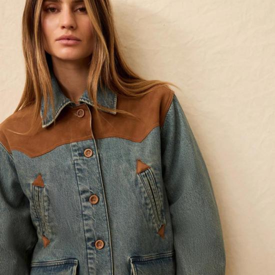  Faherty 데님 자켓 파헤르티 릿지 백 데님 스웨이드 재킷 - OTHER BRANDS