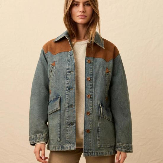  Faherty 데님 자켓 파헤르티 릿지 백 데님 스웨이드 재킷