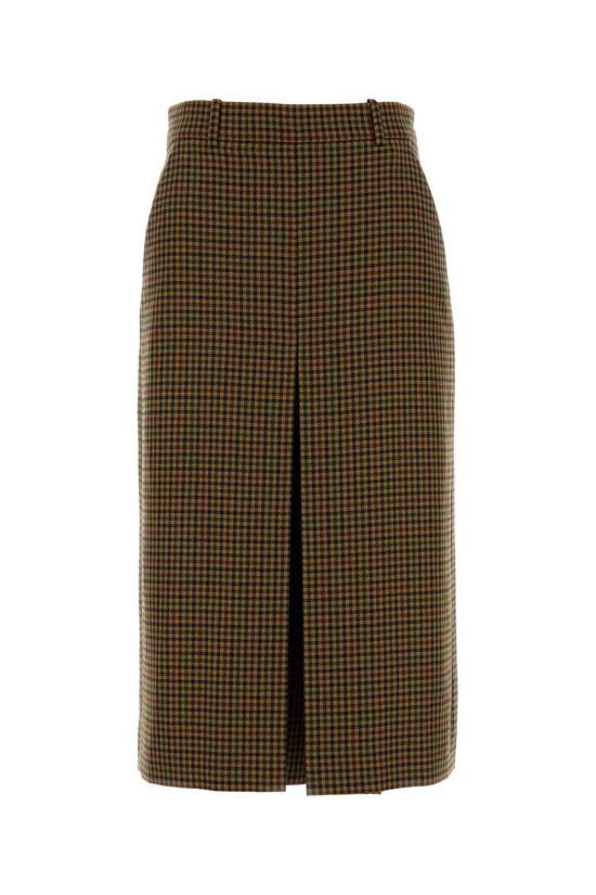  생로랑 미디 스커트 생 로랑 자수 울 팬츠  베이지 멀티컬러