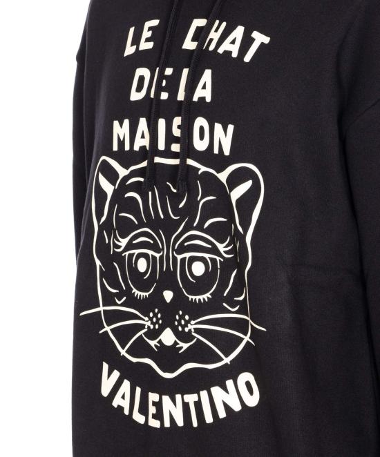  발렌티노 가라바니 긴팔 티셔츠 Valentino Garavani Chat De La Maison 패치 후디 블랙 - VALENTINO GARAVANI