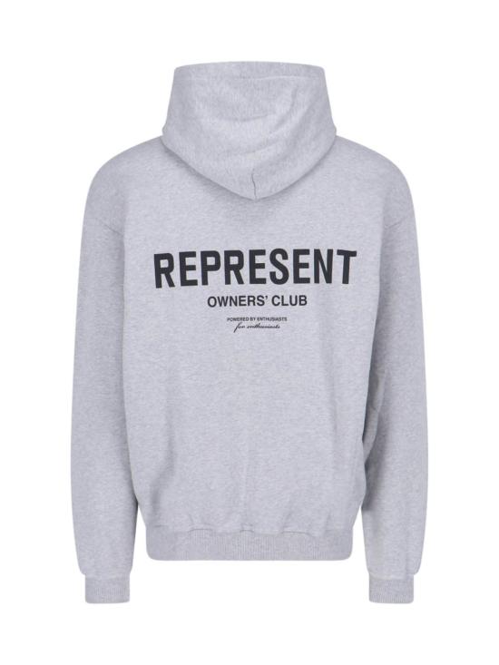  리프레젠트 긴팔 티셔츠 그레이 색상의 코튼 풀오버 후드티를 소개합니다. - REPRESENT