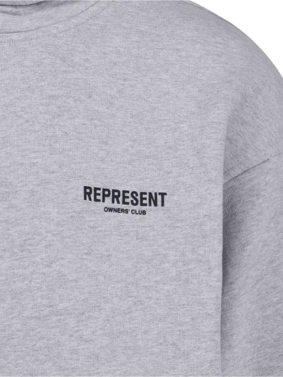  리프레젠트 긴팔 티셔츠 그레이 색상의 코튼 풀오버 후드티를 소개합니다. - REPRESENT