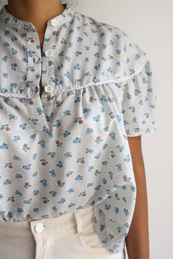  Myrtle 블라우스 머틀 애디  베이비 블루/핀도트 플로럴 - OTHER BRANDS