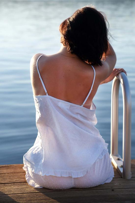  살루아 란제리 캐미솔 스위스 도트  & 쇼츠 블루/핑크 - SALUA LINGERIE