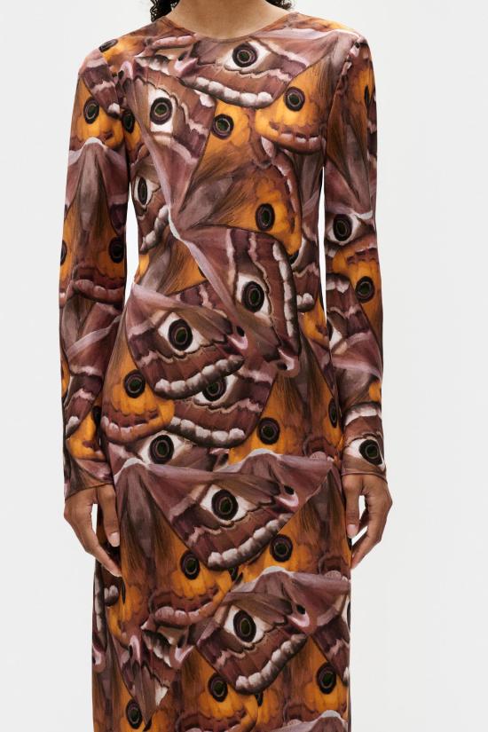  실크 런드리 롱 원피스 풀 슬리브 바이어스 드레스 윙스팬 - SILK LAUNDRY