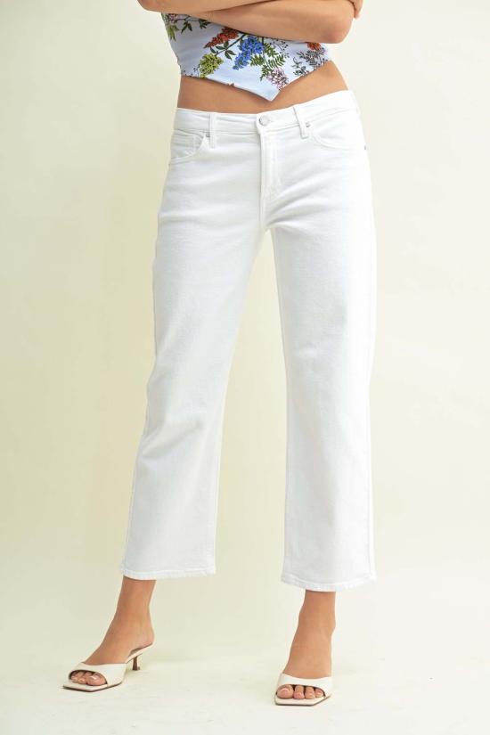  저스트 블랙 데님 데님 팬츠 미드라이즈 보이프렌드 진 옵틱 화이트 - JUST BLACK DENIM