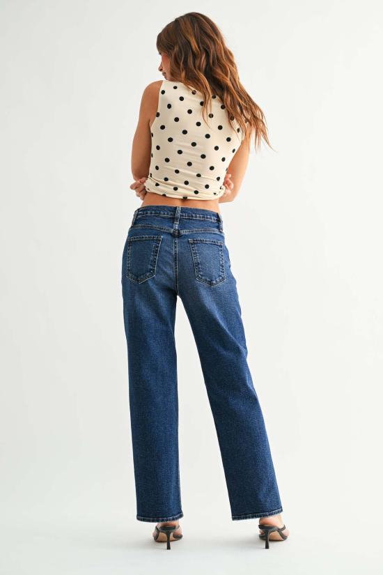  저스트 블랙 데님 데님 팬츠 미드라이즈 보이프렌드 진 옵틱 화이트 - JUST BLACK DENIM