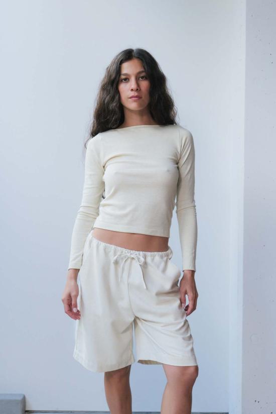  앳 던 긴팔 티셔츠 새벽에. 실크 롱탑 멀티 - AT DAWN.