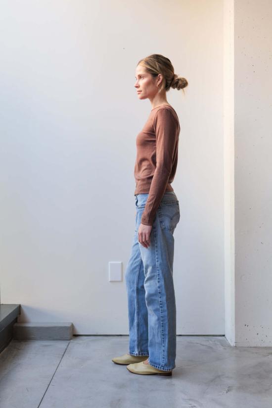  앳 던 긴팔 티셔츠 새벽에. 실크 롱탑 멀티 - AT DAWN.